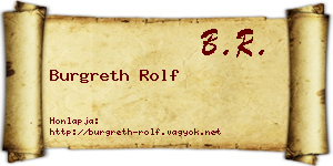 Burgreth Rolf névjegykártya